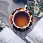 Defocused Christmas Lights Print Leather Coaster Set