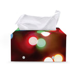 Defocused Christmas Lights Print Leather Tissue Box Cover