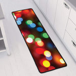 Defocused Christmas Lights Print Long Kitchen Mat