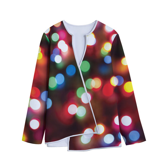 Defocused Christmas Lights Print Long Sleeve Short Coat