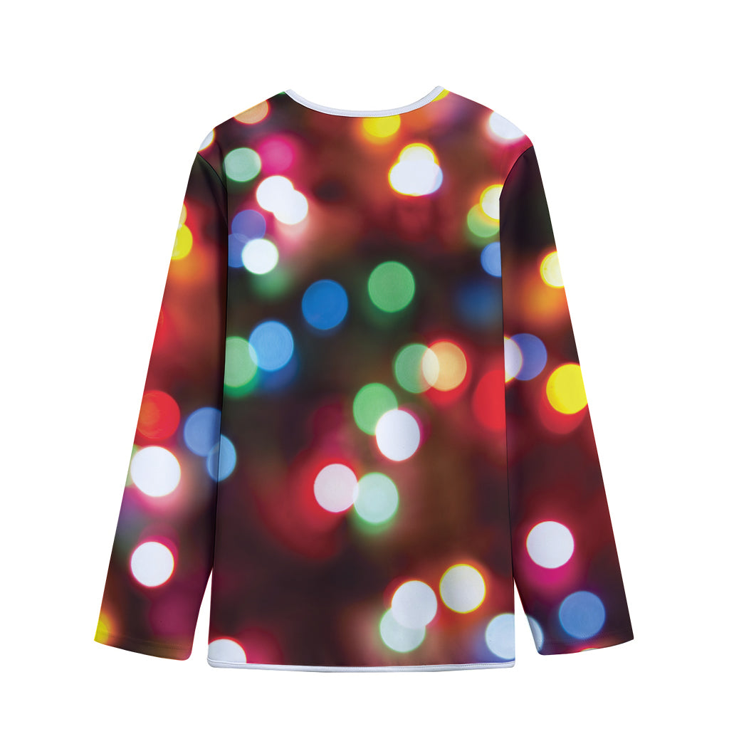 Defocused Christmas Lights Print Long Sleeve Short Coat