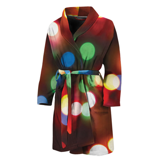 Defocused Christmas Lights Print Men's Bathrobe