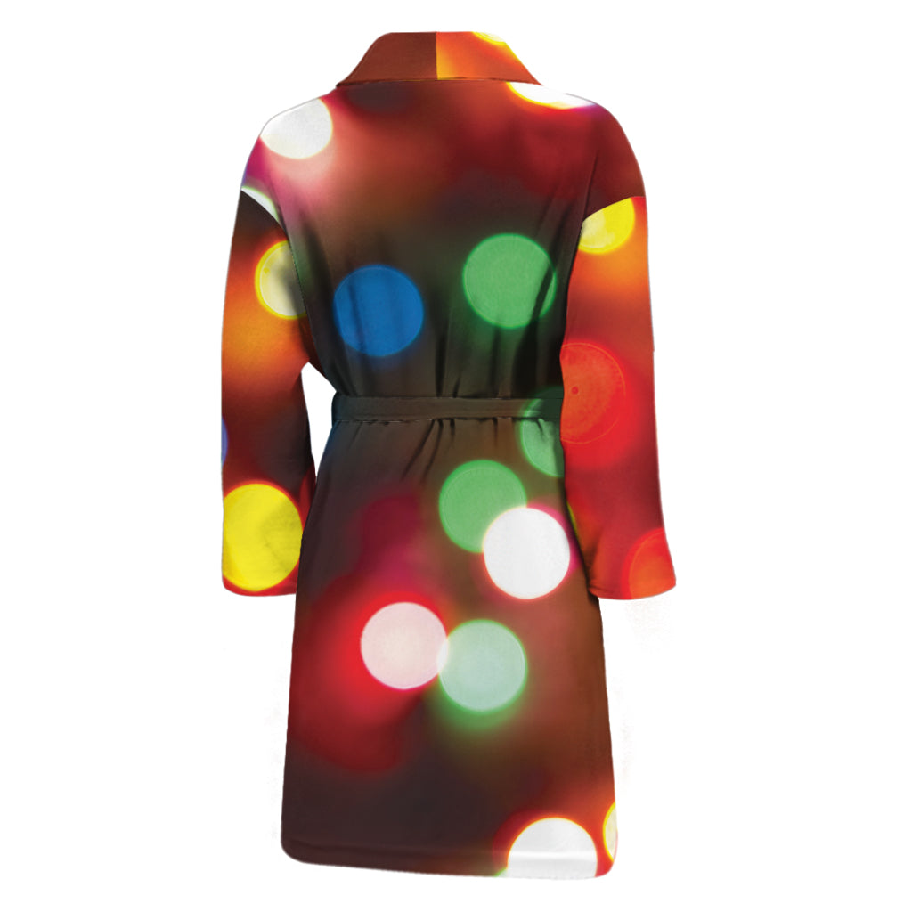 Defocused Christmas Lights Print Men's Bathrobe