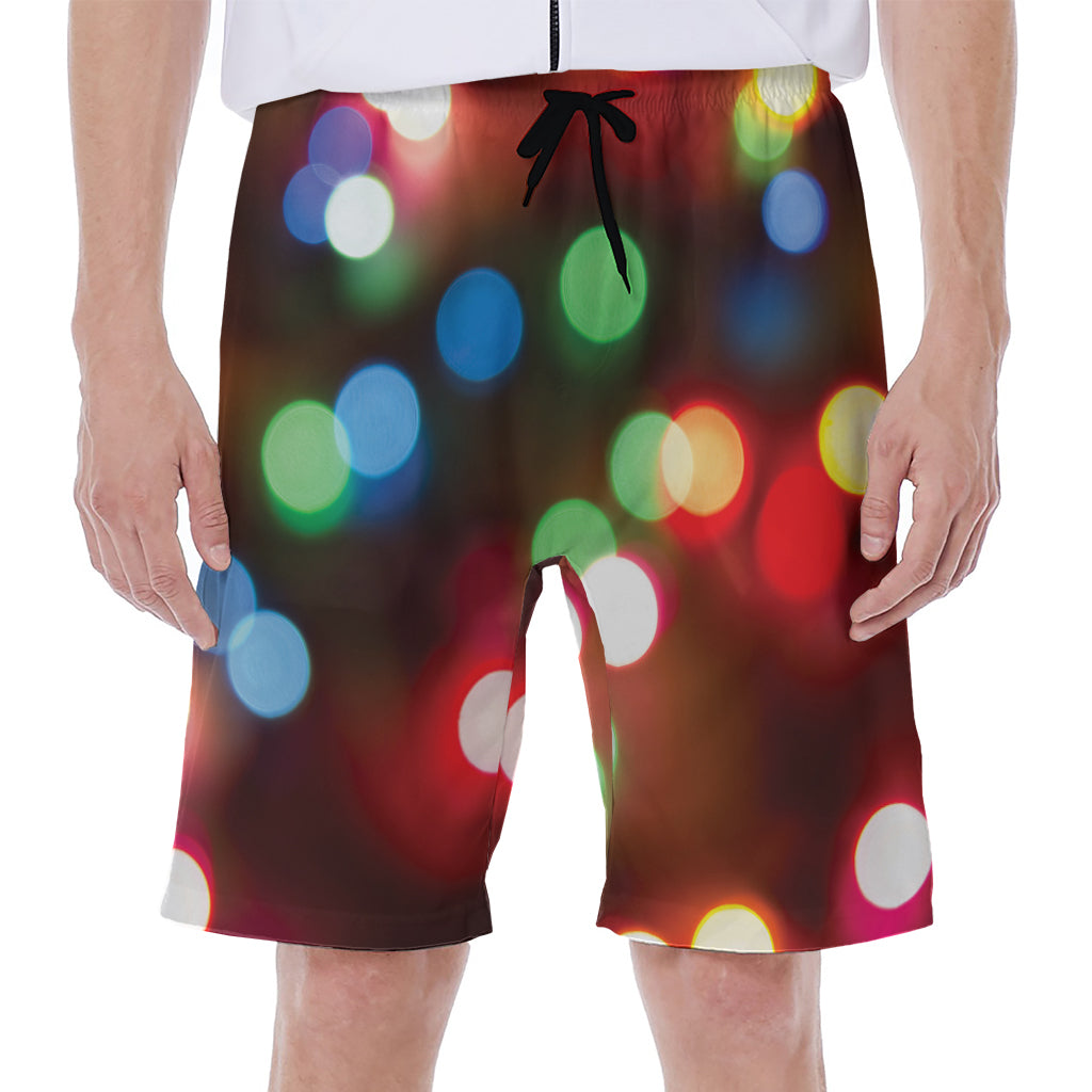 Defocused Christmas Lights Print Men's Beach Shorts
