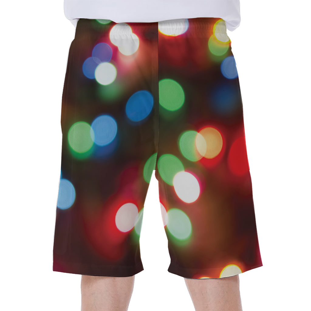 Defocused Christmas Lights Print Men's Beach Shorts