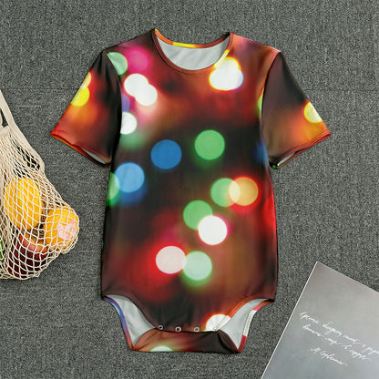 Defocused Christmas Lights Print Men's Bodysuit
