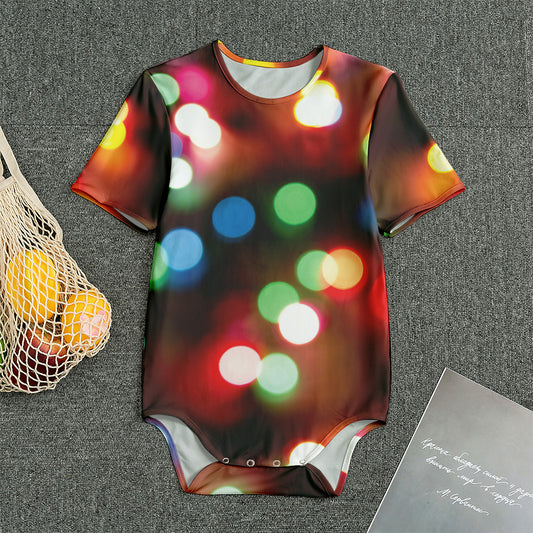 Defocused Christmas Lights Print Men's Bodysuit
