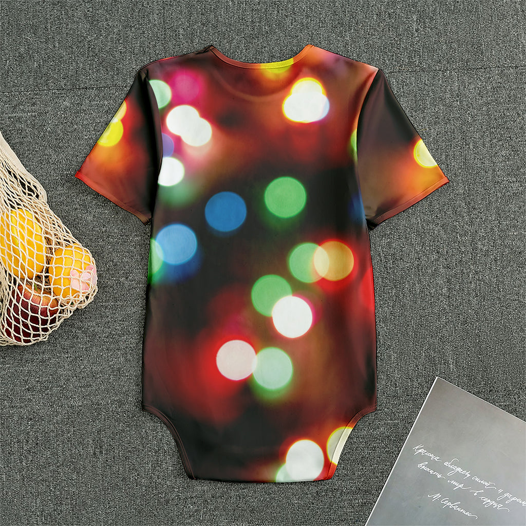 Defocused Christmas Lights Print Men's Bodysuit