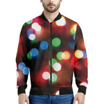 Defocused Christmas Lights Print Men's Bomber Jacket