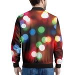 Defocused Christmas Lights Print Men's Bomber Jacket