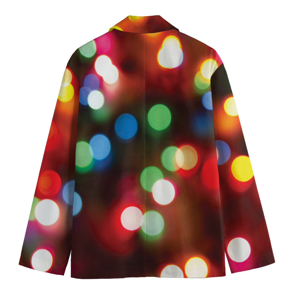 Defocused Christmas Lights Print Men's Cotton Blazer