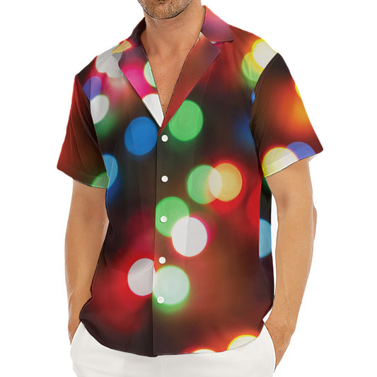Defocused Christmas Lights Print Men's Deep V-Neck Shirt