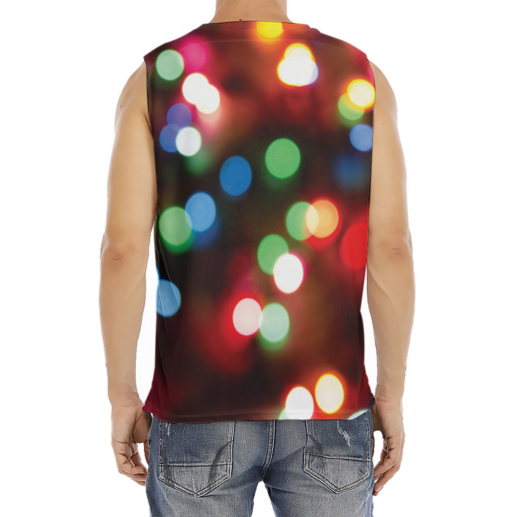 Defocused Christmas Lights Print Men's Fitness Tank Top