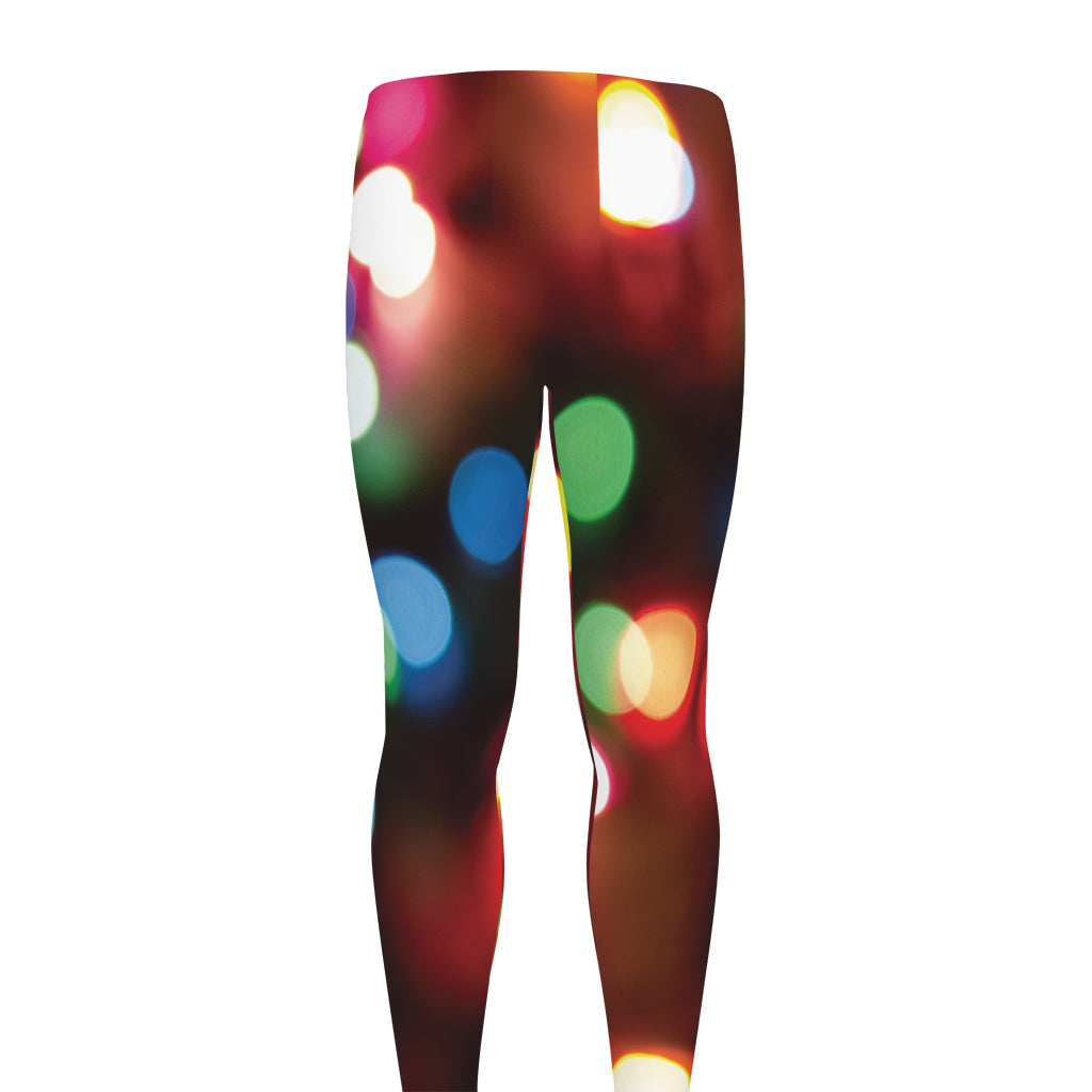 Defocused Christmas Lights Print Men's leggings