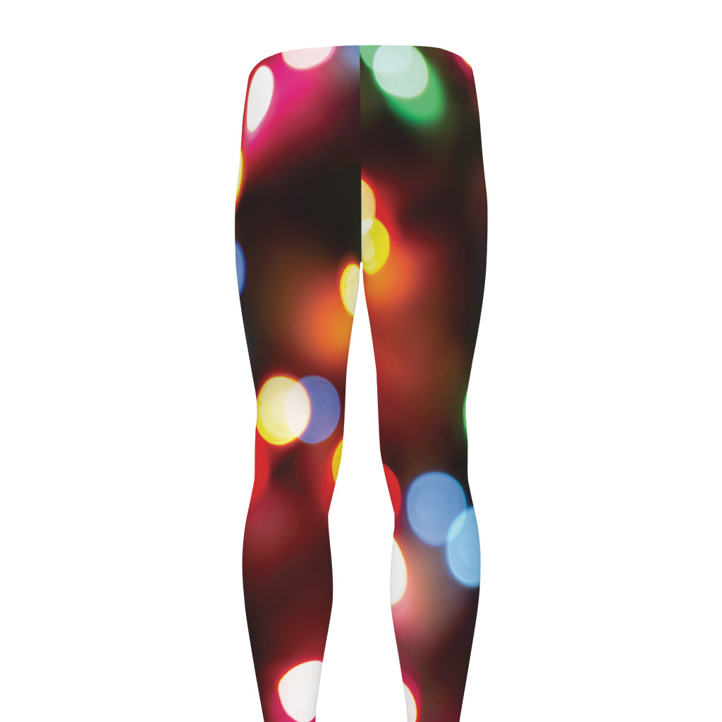 Defocused Christmas Lights Print Men's leggings
