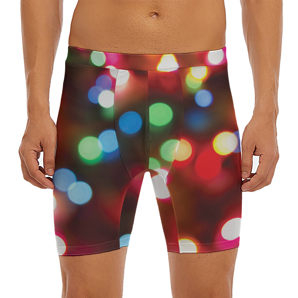 Defocused Christmas Lights Print Men's Long Boxer Briefs