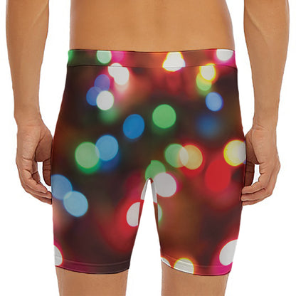 Defocused Christmas Lights Print Men's Long Boxer Briefs