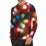 Defocused Christmas Lights Print Men's Long Sleeve Rash Guard