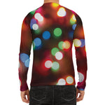 Defocused Christmas Lights Print Men's Long Sleeve Rash Guard