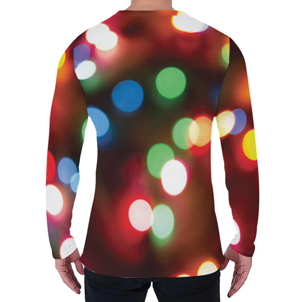 Defocused Christmas Lights Print Men's Long Sleeve T-Shirt