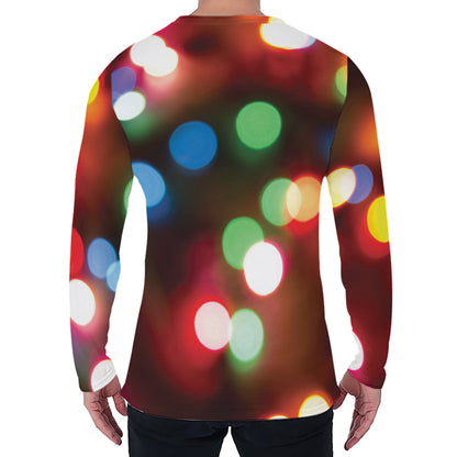 Defocused Christmas Lights Print Men's Long Sleeve T-Shirt