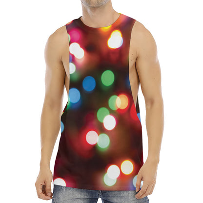 Defocused Christmas Lights Print Men's Muscle Tank Top
