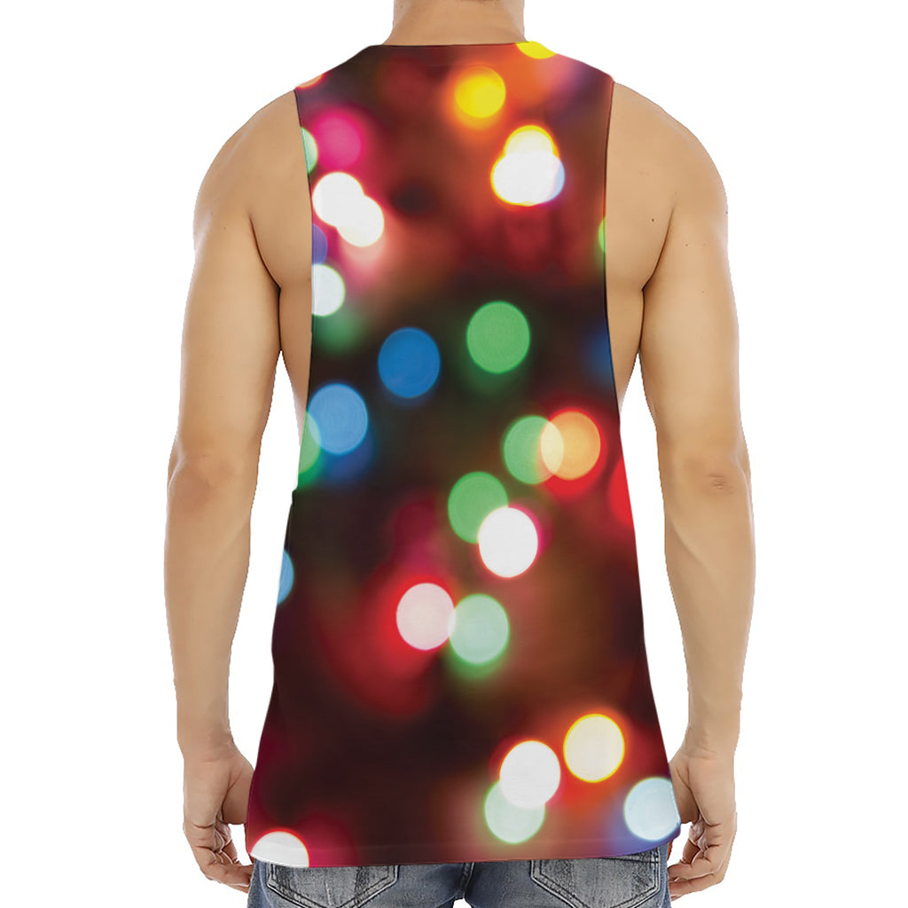Defocused Christmas Lights Print Men's Muscle Tank Top