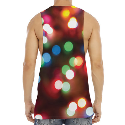 Defocused Christmas Lights Print Men's Muscle Tank Top