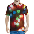 Defocused Christmas Lights Print Men's Polo Shirt