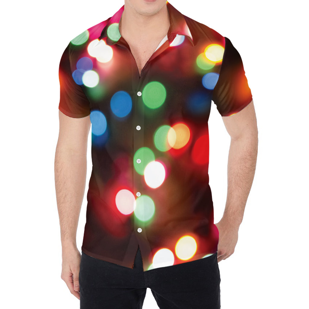 Defocused Christmas Lights Print Men's Shirt