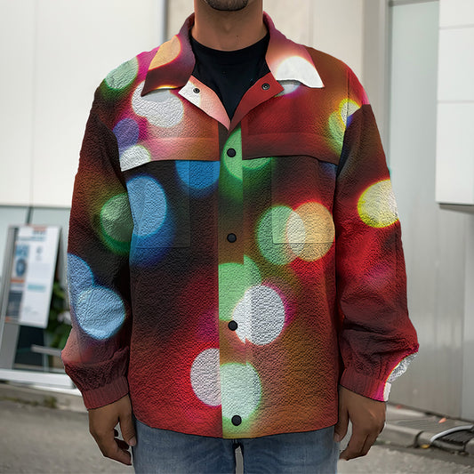 Defocused Christmas Lights Print Men's Shirt Jacket