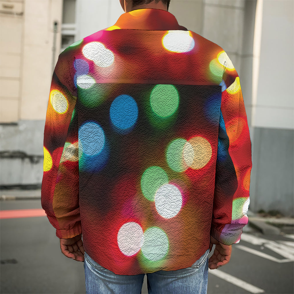Defocused Christmas Lights Print Men's Shirt Jacket