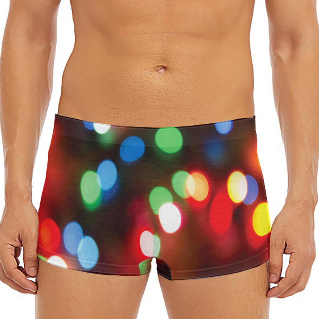 Defocused Christmas Lights Print Men's Short Boxer Briefs