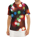 Defocused Christmas Lights Print Men's Short Sleeve Rash Guard