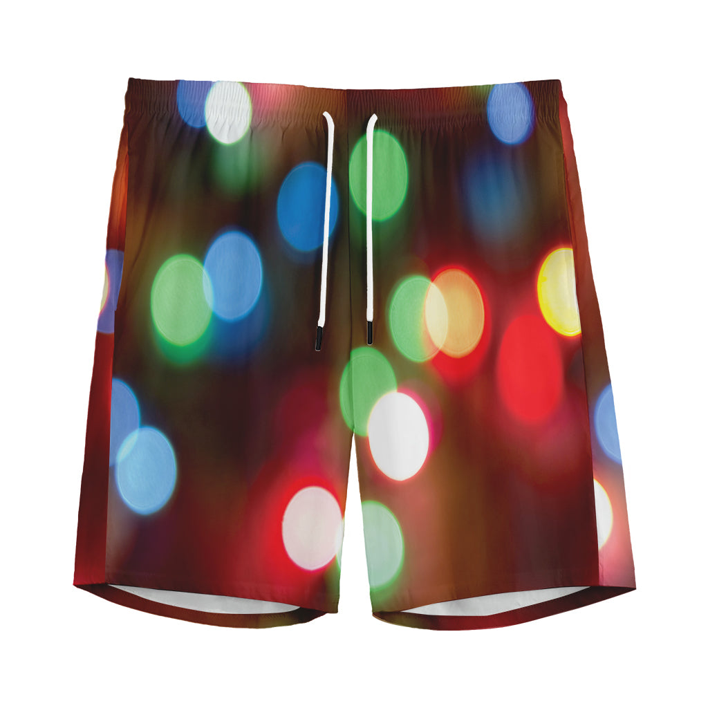 Defocused Christmas Lights Print Men's Sports Shorts