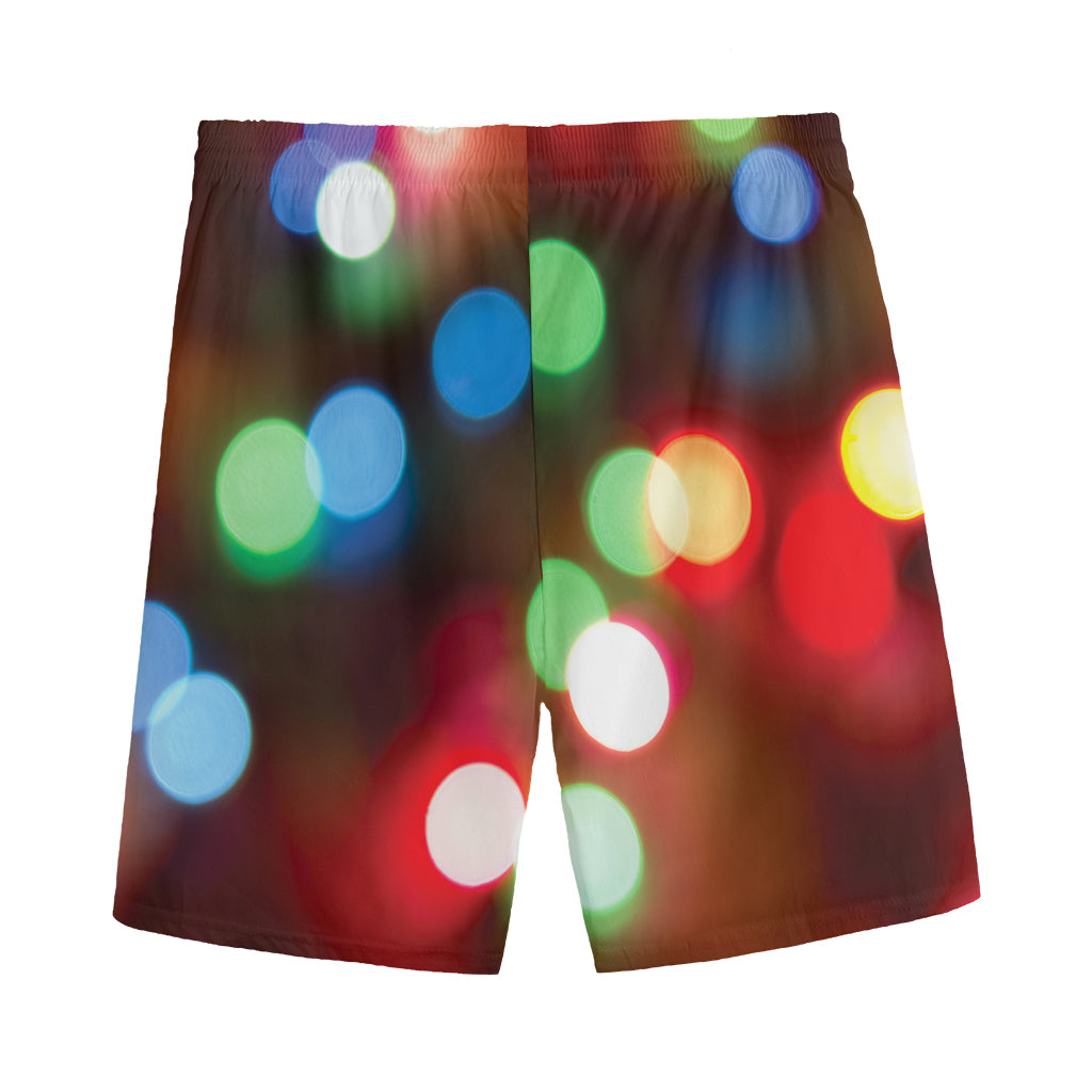 Defocused Christmas Lights Print Men's Sports Shorts