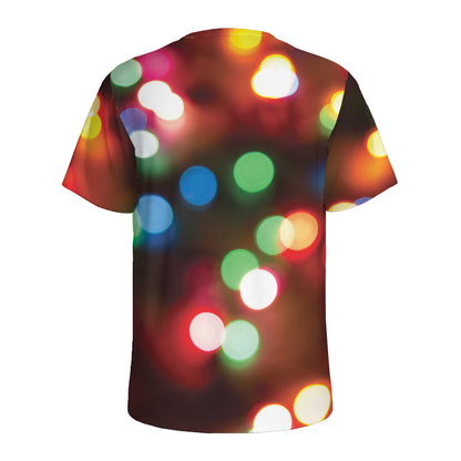 Defocused Christmas Lights Print Men's Sports T-Shirt