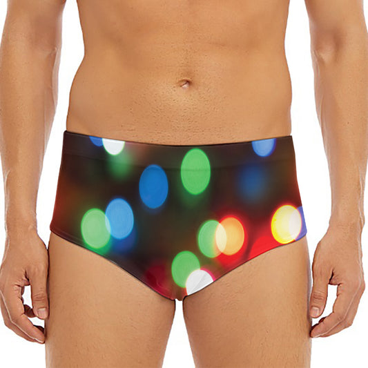 Defocused Christmas Lights Print Men's Triangle Swim Briefs