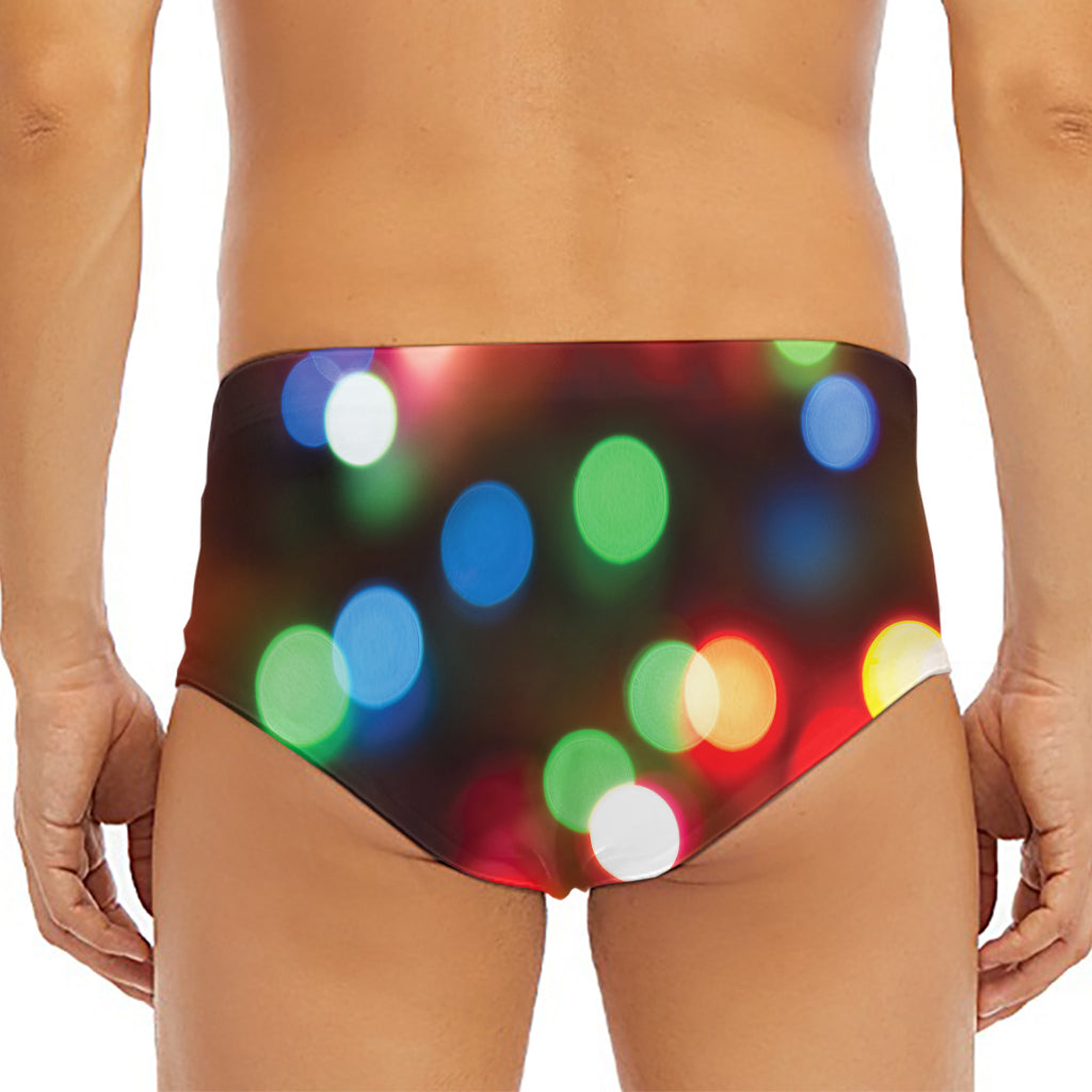 Defocused Christmas Lights Print Men's Triangle Swim Briefs