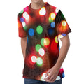 Defocused Christmas Lights Print Men's Velvet T-Shirt