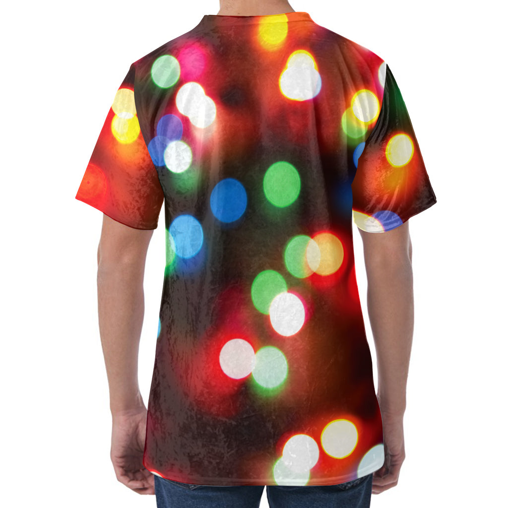 Defocused Christmas Lights Print Men's Velvet T-Shirt