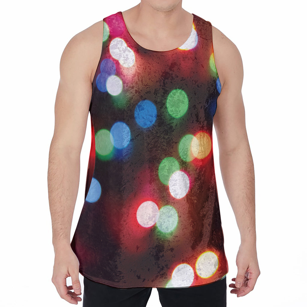 Defocused Christmas Lights Print Men's Velvet Tank Top