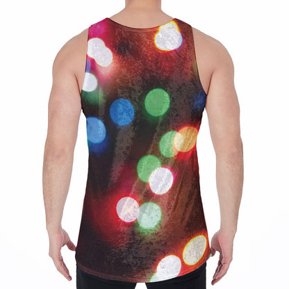 Defocused Christmas Lights Print Men's Velvet Tank Top