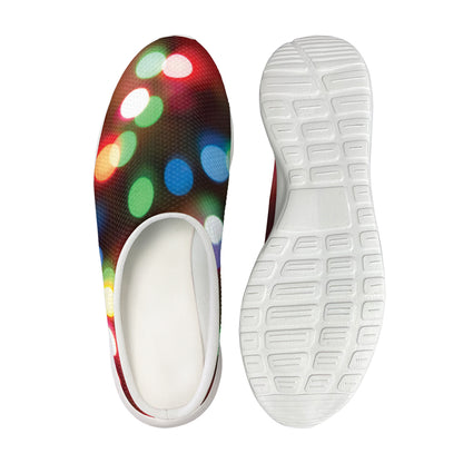 Defocused Christmas Lights Print Mesh Casual Shoes