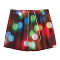 Defocused Christmas Lights Print Mesh Shorts