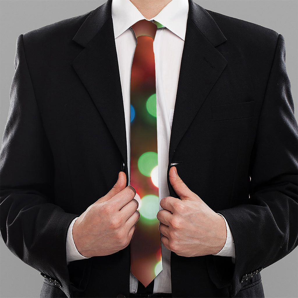 Defocused Christmas Lights Print Necktie