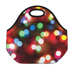 Defocused Christmas Lights Print Neoprene Lunch Bag