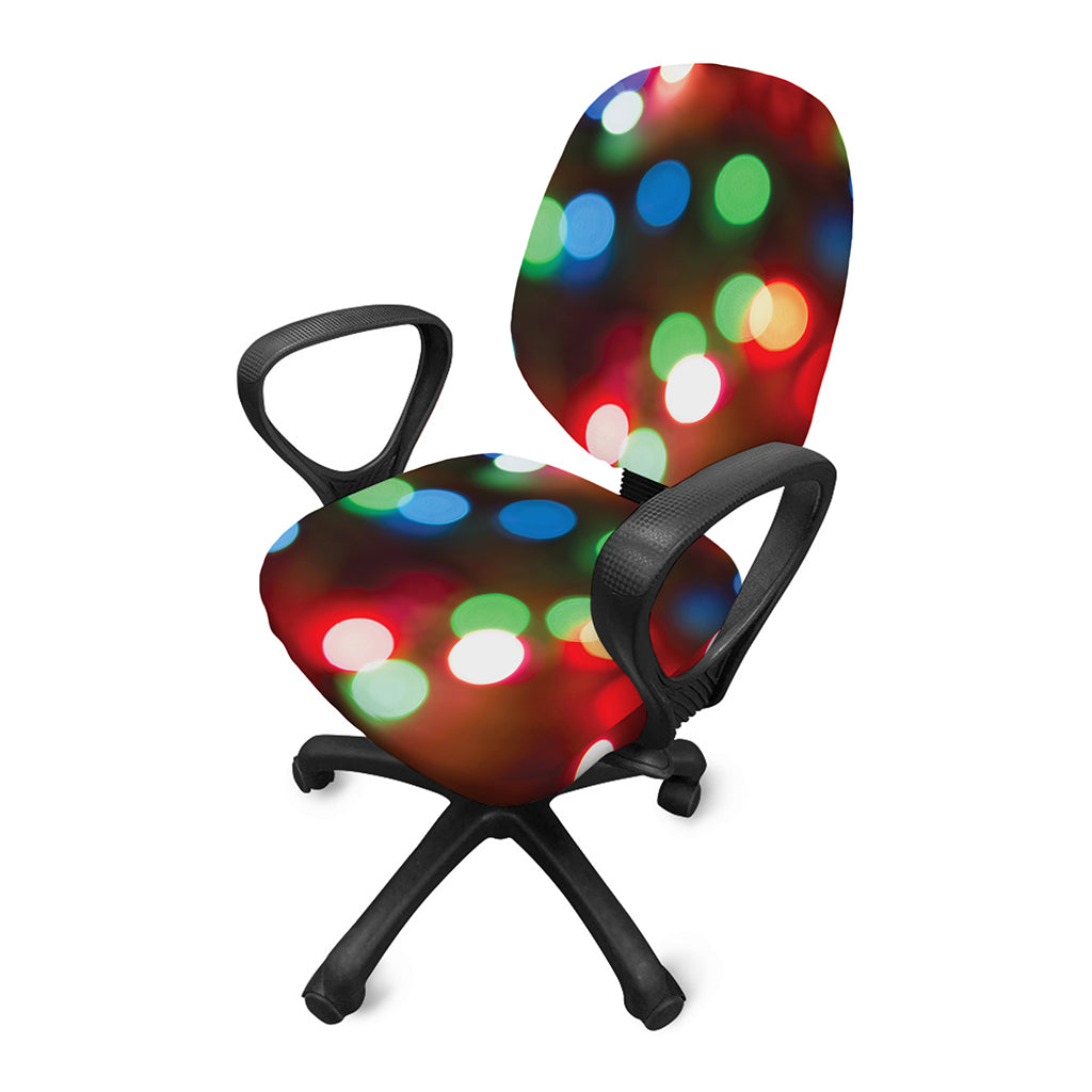 Defocused Christmas Lights Print Office Chair Cover
