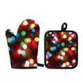 Defocused Christmas Lights Print Oven Mitt And Pot Holder Set