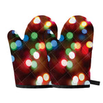 Defocused Christmas Lights Print Oven Mitts